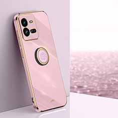 Custodia Silicone Ultra Sottile Morbida Cover con Magnetico Anello Supporto XL1 per Vivo iQOO 10 Pro 5G Rosa