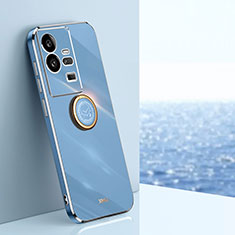Custodia Silicone Ultra Sottile Morbida Cover con Magnetico Anello Supporto XL1 per Vivo iQOO 11 Pro 5G Blu