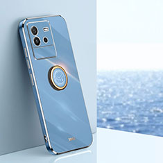 Custodia Silicone Ultra Sottile Morbida Cover con Magnetico Anello Supporto XL1 per Vivo iQOO Neo6 5G Blu