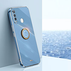 Custodia Silicone Ultra Sottile Morbida Cover con Magnetico Anello Supporto XL1 per Vivo iQOO U3 4G Blu