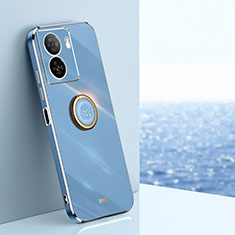Custodia Silicone Ultra Sottile Morbida Cover con Magnetico Anello Supporto XL1 per Vivo iQOO Z7 5G Blu