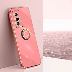 Custodia Silicone Ultra Sottile Morbida Cover con Magnetico Anello Supporto XL1 per Vivo X70t Rosa Caldo