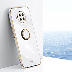 Custodia Silicone Ultra Sottile Morbida Cover con Magnetico Anello Supporto XL1 per Xiaomi Mi 10i 5G Bianco