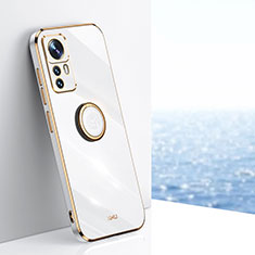 Custodia Silicone Ultra Sottile Morbida Cover con Magnetico Anello Supporto XL1 per Xiaomi Mi 12T Pro 5G Bianco