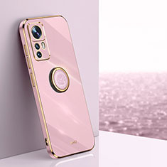 Custodia Silicone Ultra Sottile Morbida Cover con Magnetico Anello Supporto XL1 per Xiaomi Mi 12T Pro 5G Rosa
