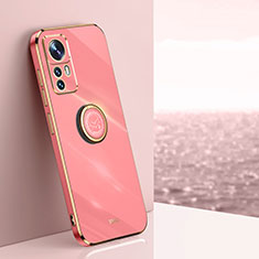 Custodia Silicone Ultra Sottile Morbida Cover con Magnetico Anello Supporto XL1 per Xiaomi Mi 12T Pro 5G Rosa Caldo