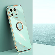 Custodia Silicone Ultra Sottile Morbida Cover con Magnetico Anello Supporto XL1 per Xiaomi Mi 13 5G Verde