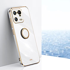 Custodia Silicone Ultra Sottile Morbida Cover con Magnetico Anello Supporto XL1 per Xiaomi Mi 13 Pro 5G Bianco