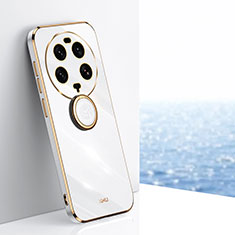 Custodia Silicone Ultra Sottile Morbida Cover con Magnetico Anello Supporto XL1 per Xiaomi Mi 13 Ultra 5G Bianco