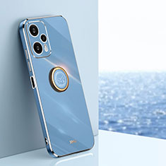 Custodia Silicone Ultra Sottile Morbida Cover con Magnetico Anello Supporto XL1 per Xiaomi Poco F5 5G Blu