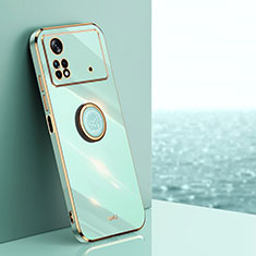 Custodia Silicone Ultra Sottile Morbida Cover con Magnetico Anello Supporto XL1 per Xiaomi Poco X4 Pro 5G Verde