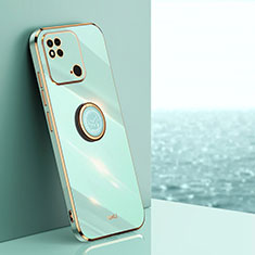 Custodia Silicone Ultra Sottile Morbida Cover con Magnetico Anello Supporto XL1 per Xiaomi Redmi 10 India Verde