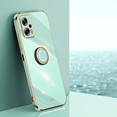 Custodia Silicone Ultra Sottile Morbida Cover con Magnetico Anello Supporto XL1 per Xiaomi Redmi Note 11T Pro 5G Verde
