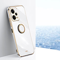 Custodia Silicone Ultra Sottile Morbida Cover con Magnetico Anello Supporto XL1 per Xiaomi Redmi Note 12 Pro 5G Bianco