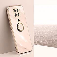 Custodia Silicone Ultra Sottile Morbida Cover con Magnetico Anello Supporto XL1 per Xiaomi Redmi Note 9 Oro