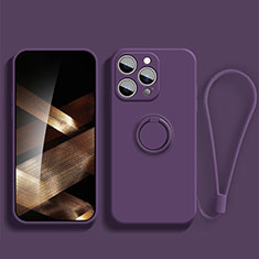 Custodia Silicone Ultra Sottile Morbida Cover con Magnetico Anello Supporto YK1 per Apple iPhone 13 Pro Viola