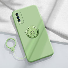 Custodia Silicone Ultra Sottile Morbida Cover con Magnetico Anello Supporto YK1 per Vivo Y11s Verde