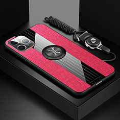 Custodia Silicone Ultra Sottile Morbida Cover con Magnetico Anello Supporto Z01 per Apple iPhone 14 Pro Max Rosso