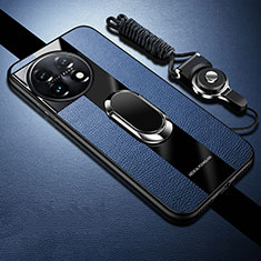 Custodia Silicone Ultra Sottile Morbida Cover con Magnetico Anello Supporto Z01 per OnePlus Ace 2 5G Blu