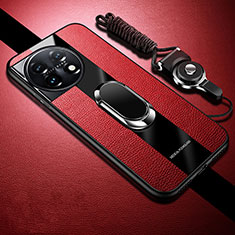 Custodia Silicone Ultra Sottile Morbida Cover con Magnetico Anello Supporto Z01 per OnePlus Ace 2 5G Rosso