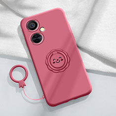 Custodia Silicone Ultra Sottile Morbida Cover con Magnetico Anello Supporto Z01 per OnePlus Nord CE 3 5G Rosa Caldo