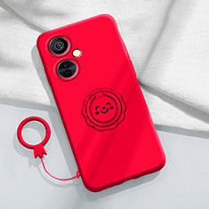 Custodia Silicone Ultra Sottile Morbida Cover con Magnetico Anello Supporto Z01 per OnePlus Nord CE 3 5G Rosso