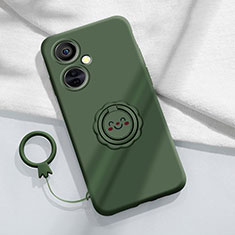 Custodia Silicone Ultra Sottile Morbida Cover con Magnetico Anello Supporto Z01 per OnePlus Nord CE 3 5G Verde Notte