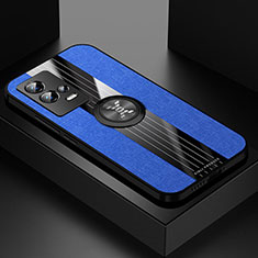 Custodia Silicone Ultra Sottile Morbida Cover con Magnetico Anello Supporto Z01 per Vivo iQOO 8 5G Blu