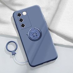 Custodia Silicone Ultra Sottile Morbida Cover con Magnetico Anello Supporto Z01 per Vivo V27 5G Grigio Lavanda