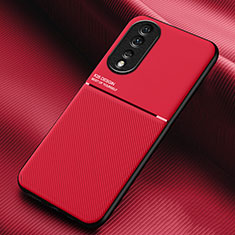 Custodia Silicone Ultra Sottile Morbida Cover con Magnetico per Huawei Honor 80 Pro 5G Rosso