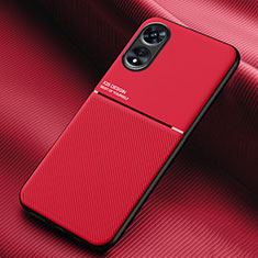 Custodia Silicone Ultra Sottile Morbida Cover con Magnetico per Oppo A1 5G Rosso