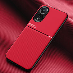 Custodia Silicone Ultra Sottile Morbida Cover con Magnetico per Oppo A38 Rosso