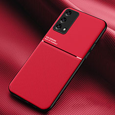 Custodia Silicone Ultra Sottile Morbida Cover con Magnetico per Oppo F19 Rosso