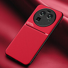 Custodia Silicone Ultra Sottile Morbida Cover con Magnetico per Oppo Find X6 5G Rosso