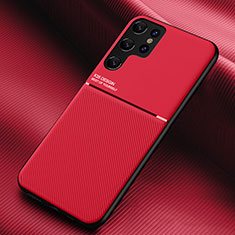 Custodia Silicone Ultra Sottile Morbida Cover con Magnetico per Samsung Galaxy S23 Ultra 5G Rosso