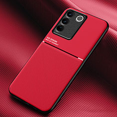 Custodia Silicone Ultra Sottile Morbida Cover con Magnetico per Vivo V27 Pro 5G Rosso