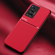 Custodia Silicone Ultra Sottile Morbida Cover con Magnetico per Vivo X70 Pro 5G Rosso