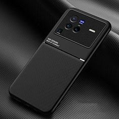 Custodia Silicone Ultra Sottile Morbida Cover con Magnetico per Vivo X80 Pro 5G Nero