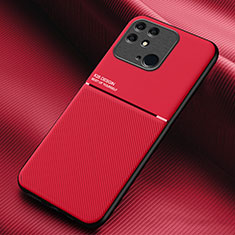 Custodia Silicone Ultra Sottile Morbida Cover con Magnetico per Xiaomi Redmi 10 India Rosso
