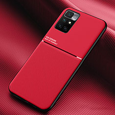 Custodia Silicone Ultra Sottile Morbida Cover con Magnetico per Xiaomi Redmi Note 11 4G (2021) Rosso