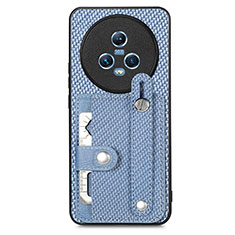 Custodia Silicone Ultra Sottile Morbida Cover con Magnetico S01D per Huawei Honor Magic5 5G Blu