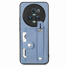 Custodia Silicone Ultra Sottile Morbida Cover con Magnetico S01D per Huawei Honor Magic5 Pro 5G Blu