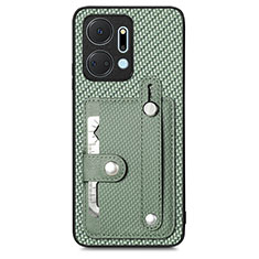 Custodia Silicone Ultra Sottile Morbida Cover con Magnetico S01D per Huawei Honor X7a Verde
