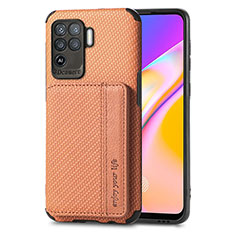 Custodia Silicone Ultra Sottile Morbida Cover con Magnetico S01D per Oppo F19 Pro Marrone