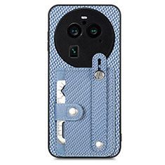 Custodia Silicone Ultra Sottile Morbida Cover con Magnetico S01D per Oppo Find X6 Pro 5G Blu