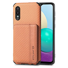 Custodia Silicone Ultra Sottile Morbida Cover con Magnetico S01D per Samsung Galaxy A02 Marrone