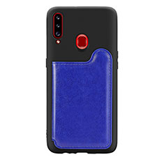 Custodia Silicone Ultra Sottile Morbida Cover con Magnetico S01D per Samsung Galaxy A20s Blu