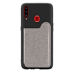 Custodia Silicone Ultra Sottile Morbida Cover con Magnetico S01D per Samsung Galaxy A20s Grigio