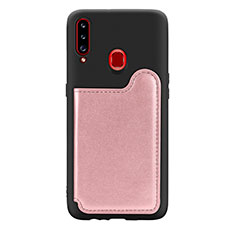 Custodia Silicone Ultra Sottile Morbida Cover con Magnetico S01D per Samsung Galaxy A20s Rosa