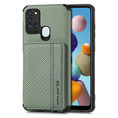 Custodia Silicone Ultra Sottile Morbida Cover con Magnetico S01D per Samsung Galaxy A21s Verde